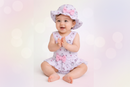 Body saia estampado para bebê feminino com chapéu