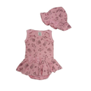 Body Saia Bebê Estampado com Chapéu Look Completo Delicado
