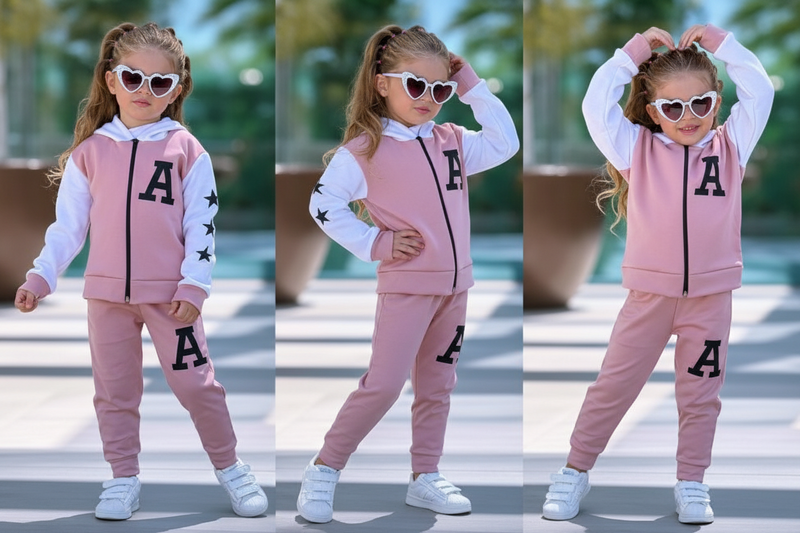 Conjunto Infantil De Moletom feminino Quentinho kit com 2 peças