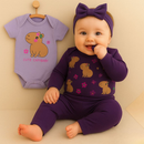Kit Body Bebê Menina 100% Algodão Conjunto Completo com Estampas Divertidas