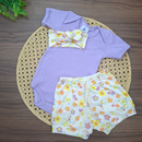 Conjunto Bebê Menina 3 Peças Body, Short e Bandana – Conforto e Estilo Completo