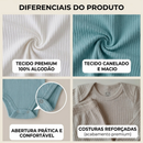 Kit 6 Peças Conjunto Body Manga Longa Canelado + Mijão Liso Canelado 100% Algodão Bebê Infantil RN