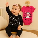 Kit Body Bebê Menina 100% Algodão Conjunto Completo com Estampas Divertidas