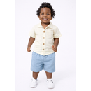 Kit 2 Peças Camisa E Bermuda Infantil Menino Mauricinho Blogueirinho Estiloso 100% Algodão