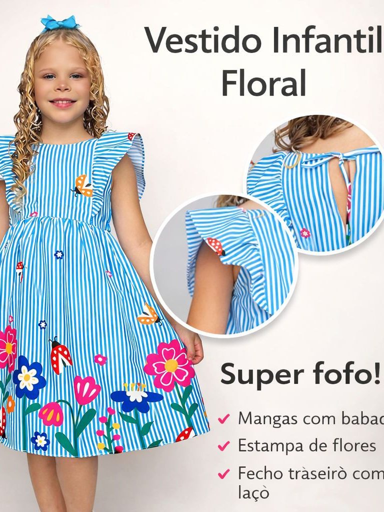 Vestido Infantil Menina Princesa Luxo Estampa Lançamento