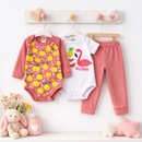 Kit Body Bebê Menina 100% Algodão Conjunto Completo com Estampas Divertidas