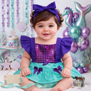 Jardineira Romper com faixa Bebê Menina Body Temático Book Festa Mesversário ensaio temático romper de bebe menina