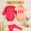 Kit Body Bebê Menina 100% Algodão Conjunto Completo com Estampas Divertidas