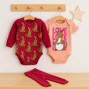 Kit Body Bebê Menina 100% Algodão Conjunto Completo com Estampas Divertidas