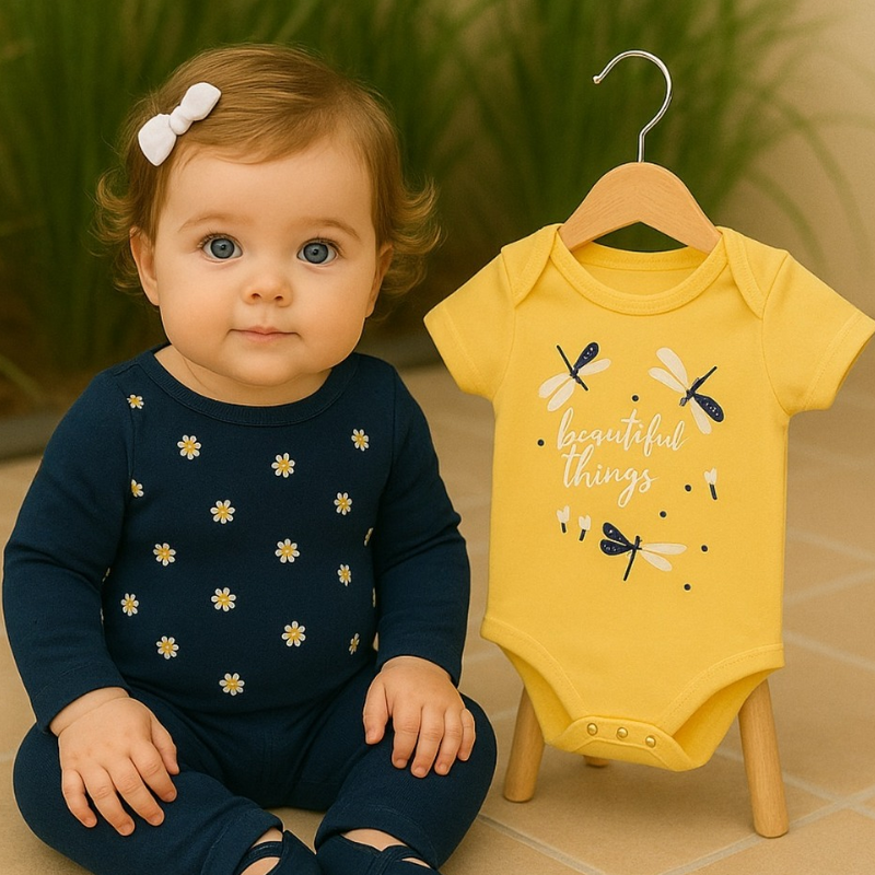 Conjunto Kit 3 e 2 Peças Body Calça Roupa Para Bebe Baby Menina Enxoval Presente 100% Algodão Estampas Divertidas