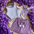 Conjunto Infantil Feminino Ribana com Short Saia Estiloso e Confortável