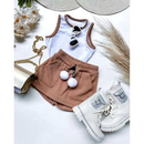 Conjunto Infantil Feminino Ribana com Short Saia Estiloso e Confortável